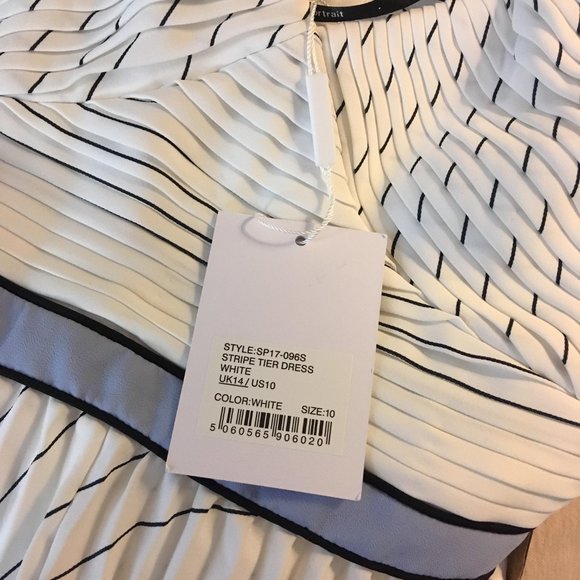 NWT In Box Self Portrait Pleated Stripe Flounce Maxi Strap Dress Blue Midband - Picture 4 of 11